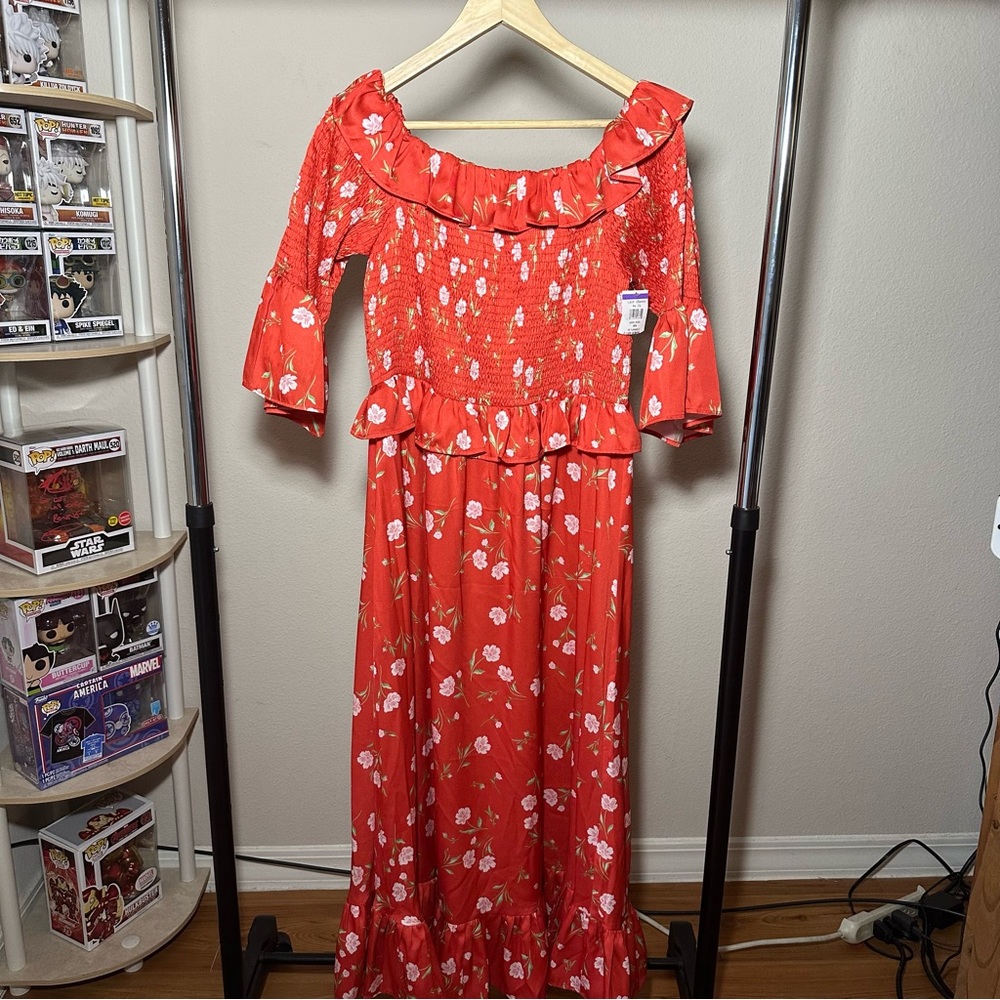 Topshop - smocked red dress